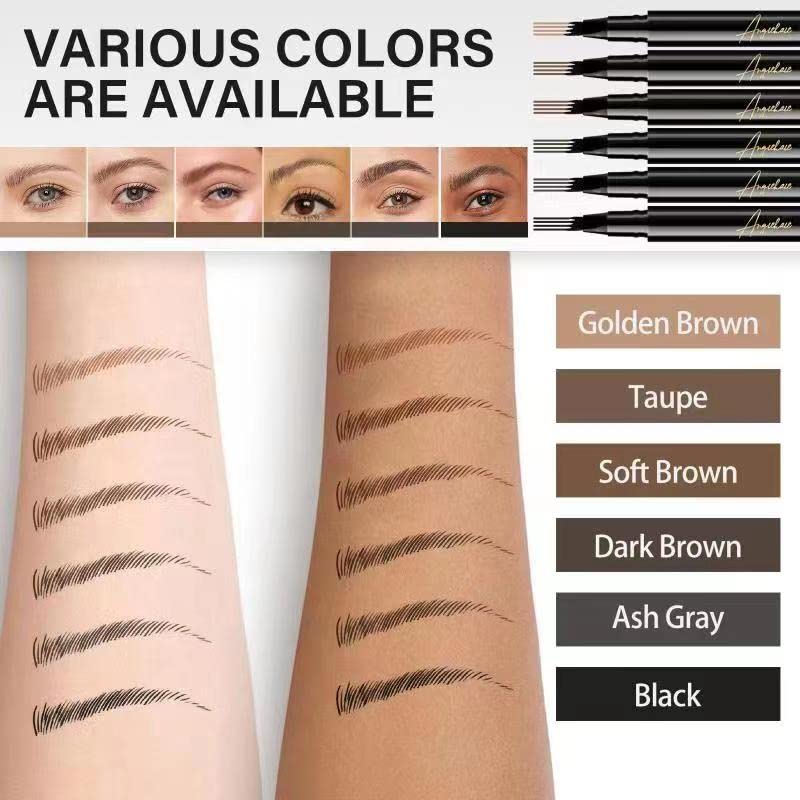 Eyebrow Pen, Microblading Eye Brow Pencil, Micro 4 Point Makeup Pens for Natural and Hair-Like Strokes, Long Lasting, Waterproof and Professional Eyebrow Definer - Angiehaie Beauty